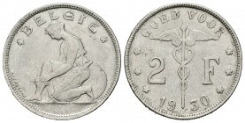 Bélgica. Alberto I. 2 francos. 1930. (Km-92.2). Ag. 10,02 g. GOED VOOR. Golpecito. EBC-. Est...35,00.