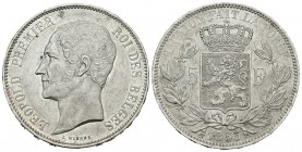 Bélgica. Leopoldo I. 5 francos. 1853. (Km-17). Ag. 24,97 g. EBC-. Est...60,00.