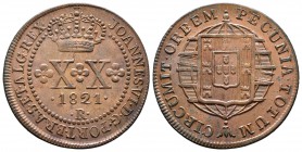 Brasil. Joao VI. 20 reis. 1821. Río de Janeiro. R. (Km-316.1). Ae. 5,47 g. Estrella sobre corona. EBC. Est...25,00.