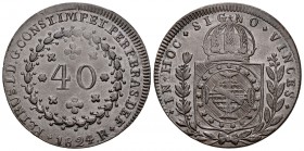 Brasil. Pedro I. 40 reis. 1824. Río de Janeiro. R. (Km-363.1). Ae. 8,12 g. EBC-. Est...25,00.