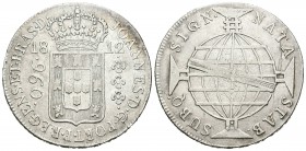 Brasil. Joao Príncipe Regente. 960 reis. 1812. Ag. 26,72 g. Acuñada sobre un 8 reales. MBC+. Est...50,00.
