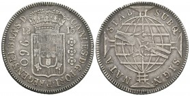 Brasil. Joao Príncipe Regente. 960 reis. 1815. Ag. 26,76 g. Acuñada sobre una moneda de 8 reales. Vano de acuñación. MBC. Est...45,00.