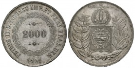 Brasil. Pedro II. 2000 reis. 1851. (Km-462). Ag. 25,53 g. Atractiva. EBC. Est...50,00.