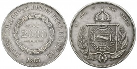 Brasil. Pedro II. 2000 reis. 1863. (Km-466). Ag. 25,24 g. MBC+. Est...30,00.