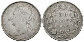 Canadá. Victoria. 50 cents. 1870. (Km-6). Ag. 11,35 g. LCW en cuello. BC. Est...35,00.