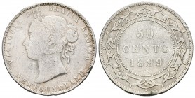 Canadá. Victoria. 50 cents. 1873. (Km-6). Ag. 11,60 g. Newfoundland. Soldadura en el canto. BC. Est...20,00.