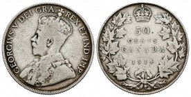 Canadá. George V. 50 cents. 1914. (Km-25). Ag. 11,44 g. Esacasa. BC. Est...35,00.
