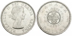 Canadá. Elizabeth II. Dollar. 1964. (Km-58). Ag. 23,11 g. Rayitas. EBC+. Est...15,00.