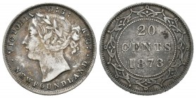 Canada. Newfoundland. Victoria. 20 cents. 1873. (Km-4). Ag. 4,64 g. MBC. Est...140,00.