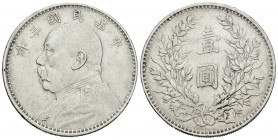 China. República. 1 dollar. 1914. (Km-Y29). Ag. 26,85 g. MBC+. Est...70,00.