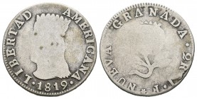 Colombia. 2 reales. 1819. Nueva Granada. JF. (Km-76). Ag. 6,20 g. BC. Est...60,00.