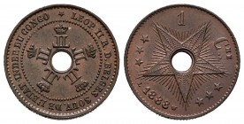 Congo Belga. Leopoldo II. 1 céntimos. 1888. (Km-2). Ae. 2,01 g. EBC. Est...15,00.