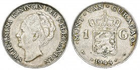 Curacao. Wilhelmina I. 1 gulden. 1944. D. (Km-45). Ag. 9,88 g. MBC. Est...20,00.