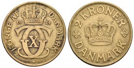 Dinamarca. Christian X. 2 kroner. 1924. Copenhague. HCN. (Km-825.1). Al-Ae. 12,64 g. MBC-. Est...30,00.