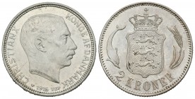 Dinamarca. Christian X. 2 kroner. 1916. Copenhague. VBP. (Km-820). Ag. 15,02 g. Brillo original. SC-/SC. Est...40,00.
