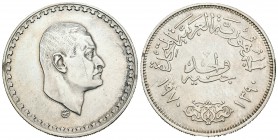 Egipto. Gamal Abdul Nasser. 1 libra. 1390 H (1970). (Km-425). Ag. 24,84 g. Brillo original. SC-. Est...20,00.