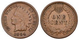 Estados Unidos. 1 cent. 1894. Philadelphia. (Km-90a). Ae. 3,10 g. MBC. Est...60,00.