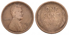 Estados Unidos. 1 cent. 1909. San Francisco. S. (Km-132). Ae. 3,00 g. Escasa. BC+. Est...35,00.