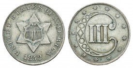 Estados Unidos. 3 cent. 1852. Philadelphia. (Km-75). Ag. 0,79 g. MBC+. Est...60,00.