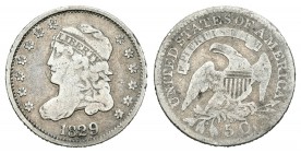 Estados Unidos. 5 centavos. 1829. Philadelphia. (Km-48). Ag. 1,28 g. BC. Est...25,00.