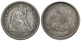 Estados Unidos. 1/4 dollar. 1861. Philadelphia. (Km-A64.2). Ag. 6,24 g. EBC-. Est...55,00.