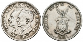 Filipinas. 1 peso. 1936. Manila. M. (Km-177). Ag. 19,96 g. Ingreso en la Commonwealth. EBC. Est...100,00.
