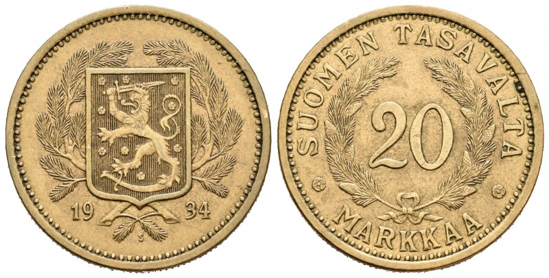 Finlandia. 20 markka. 1934. Helsinki. S. (Km-32). Al-Ae. 13,01 g. EBC-. Est...18...