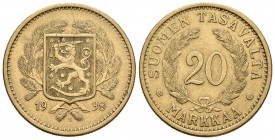 Finlandia. 20 markka. 1938. Helsinki. S. (Km-32). Al-Ae. 12,93 g. MBC+. Est...12,00.
