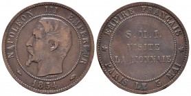 Francia. Napoleón III. 10 centimos. 1854. (Km-M26). (Gad-250c). Ae. 9,62 g. Visita a la "Monnaie". MBC-. Est...60,00.