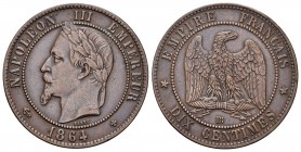 Francia. Napoleón III. 10 céntimos. 1864. Estrasburgo. BB. (Km-798.2). (Gad-253). Ae. 9,96 g. EBC-. Est...25,00.