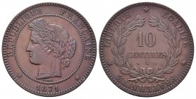 Francia. III República. 10 céntimos. 1871. París. A. (Km-815.1). (Gad-265). Ae. 9,83 g. EBC. Est...45,00.