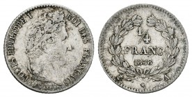 Francia. Louis Philippe I. 1/4 franco. 1838. París. A. (Km-740.1). (Gad-355). Ag. 1,26 g. MBC. Est...20,00.