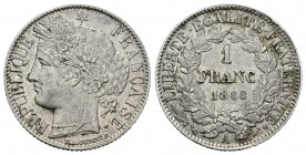 Francia. III República. 1 franco. 1888. París. A. (Km-822.1). (Gad-465a). Ag. 4,98 g. EBC. Est...15,00.