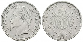 Francia. Napoleón III. 2 francos. 1868. París. A. (Km-807.1). (Gad-527). Ag. 9,92 g. MBC-. Est...20,00.