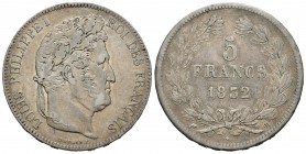 Francia. Louis Philippe I. 5 francos. 1822. Strasbourg. BB. (Km-749.3). (Gad-678). Ag. 24,94 g. BC+. Est...20,00.
