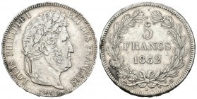 Francia. Louis Philippe I. 5 francos. 1832. Strasbourg. BB. (Km-749.13). (Gad-678). Ag. 24,92 g. MBC+. Est...45,00.