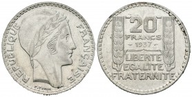 Francia. III República. 20 francos. 1937. (Km-879). (Gad-852). Ag. 20,01 g. EBC. Est...20,00.