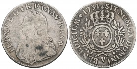 Francia. Louis XV. 1 ecu. 1731. Troyes. V. (Km-486.21). Ag. 28,29 g. Escasa. BC-/BC+. Est...60,00.