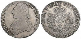 Francia. Louis XVI. Ecu. 1775. Lille. W. (Km-564). (Gad-356). Ag. 29,16 g. MBC/MBC+. Est...75,00.