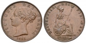 Gran Bretaña. Victoria. 1/2 penny. 1841. (Km-726). (S-3949). Ae. 9,47 g. EBC. Est...60,00.
