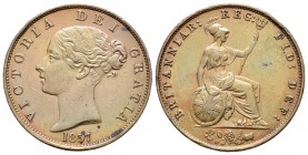 Gran Bretaña. Victoria. 1/2 penny. 1857. (Km-726). (S-3949). Ae. 9,56 g. Rayitas. EBC-. Est...40,00.