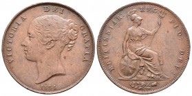 Gran Bretaña. Victoria. 1/2 penny. 1854. (S-3948). (Peck-1514). Ae. 18,83 g. EBC/EBC. Est...90,00.