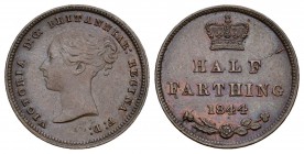 Gran Bretaña. Victoria. 1/2 farthing. 1844. (Km-738). (S-3951). Ae. 2,36 g. EBC-. Est...20,00.