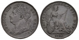 Gran Bretaña. George III. 1 farthing. 1822. (Km-677). (S-3822). Ae. 4,70 g. Golpecitos. MBC+. Est...20,00.