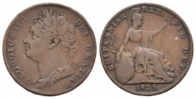 Gran Bretaña. George III. 1 farthing. 1825. (Km-677). (S-3822). Ae. 4,54 g. BC+. Est...15,00.