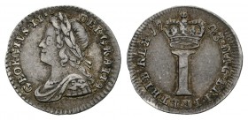 Gran Bretaña. George II. 1 pence. 1743. (Km-567). Ag. 0,48 g. MBC+. Est...30,00.