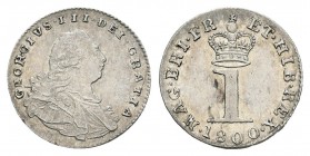 Gran Bretaña. George III. 1 pence. 1800. (Km-614). (S-3761). Ag. 0,52 g. EBC. Est...70,00.