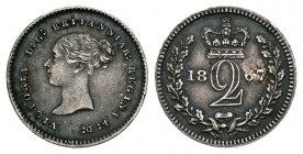 Gran Bretaña. Victoria. 2 pence. 1867. (Km-729). Ag. 0,94 g. MBC+. Est...35,00.