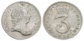 Gran Bretaña. George III. 3 pence. 1762. (Km-591). Ag. 1,47 g. EBC-. Est...40,00.