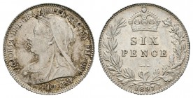 Gran Bretaña. Victoria. 6 pence. 1897. (Km-779). (S-3941). Ag. 2,82 g. EBC-/EBC. Est...25,00.